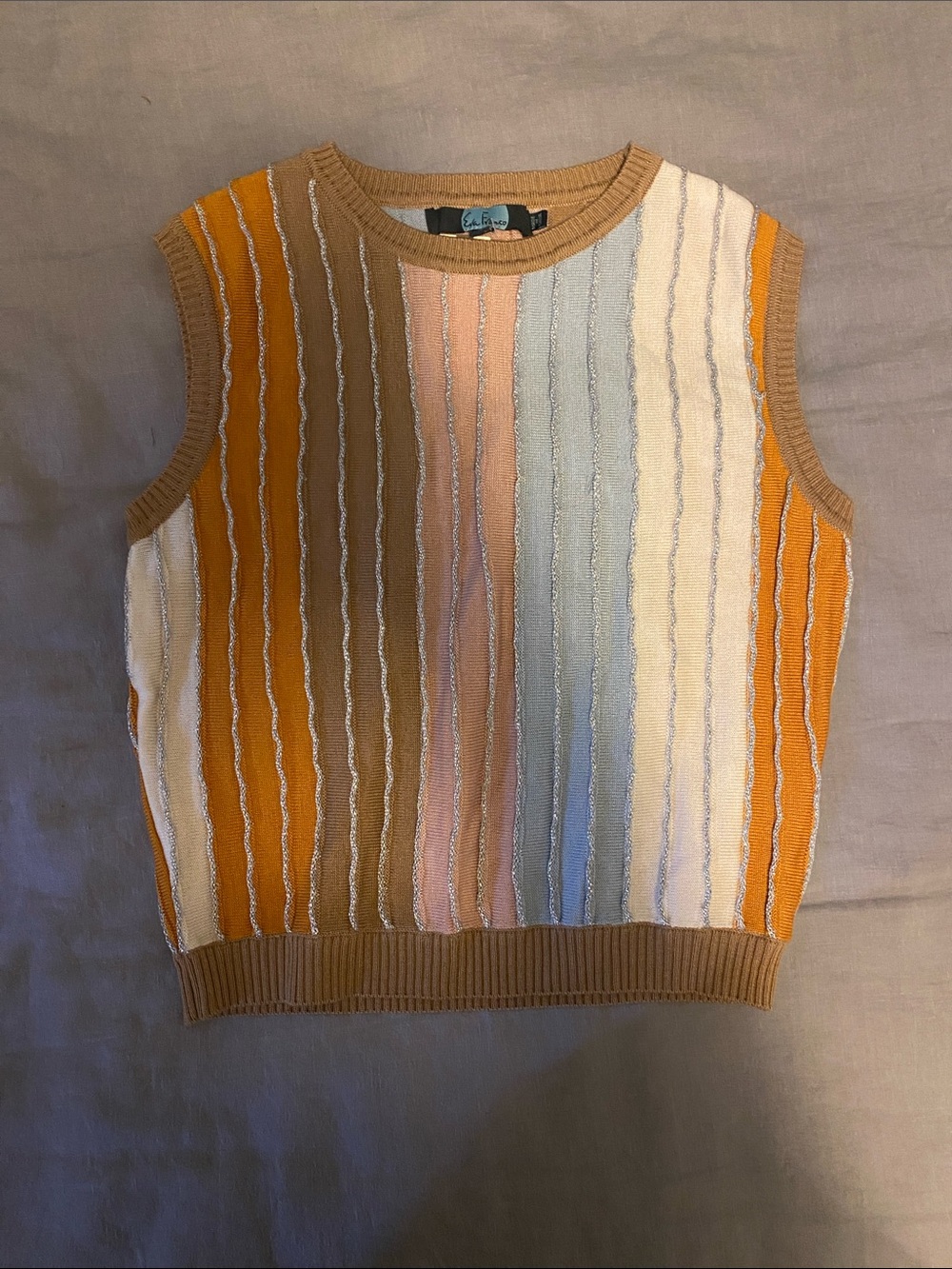 Anthropologie Striped Knit Sweater Vest in Mustard, Tan, Pink, Blue, Cream